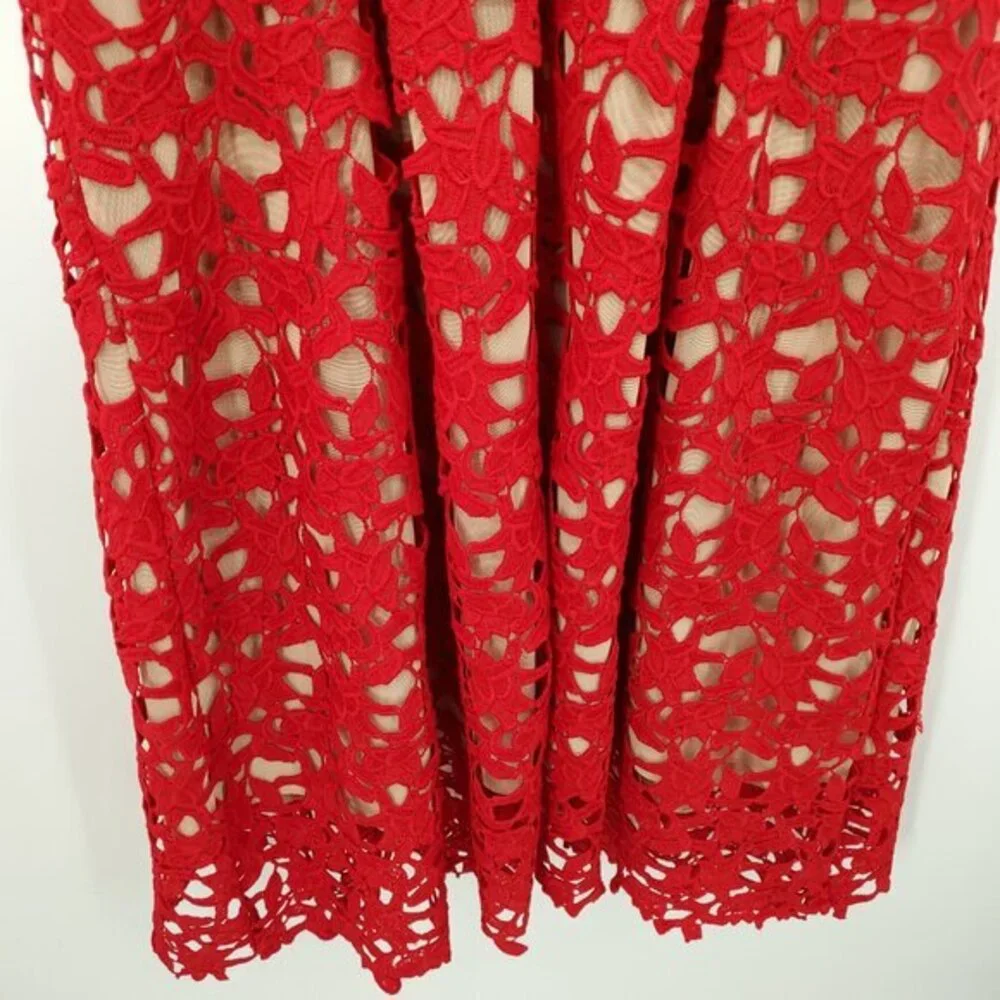 NWT City Chic So Fancy Strappy Lace Fit and Flare Dress XS/14 Scarlet Red
